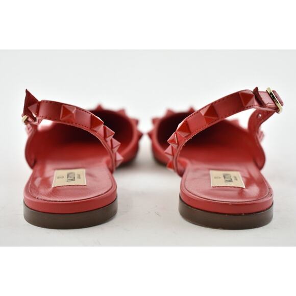 Valentino Rockstud Red Tonal Stud Pointed Slingback Ballet Ballerina Flat 36.5 - Picture 11 of 12